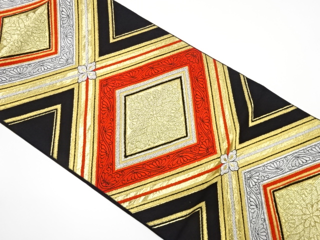 アンティーク　菱に花模様織り出し袋帯（材料）